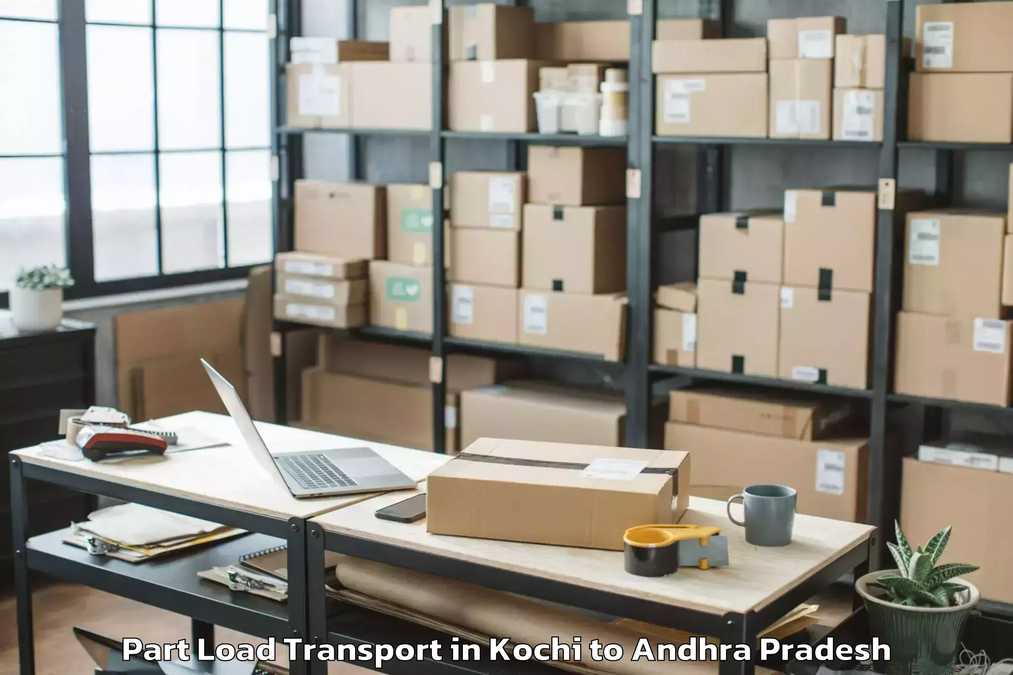 Kochi to Cuddapah Airport Cdp Part Load Transport Booking